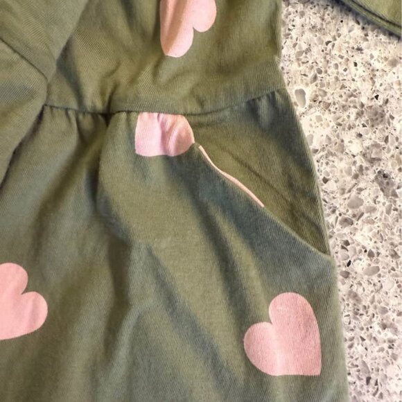 NWT Baby Gap Green Pink Hearts 100% Cotton Long Sleeve Scoop Neck Dress-Size 3T - Picture 2 of 10